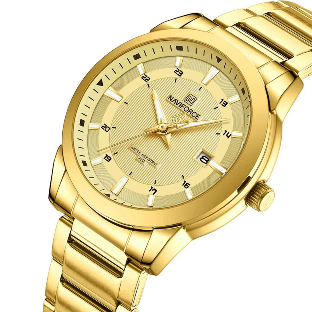 relógio de pulso masculino inox naviforce gold viriati